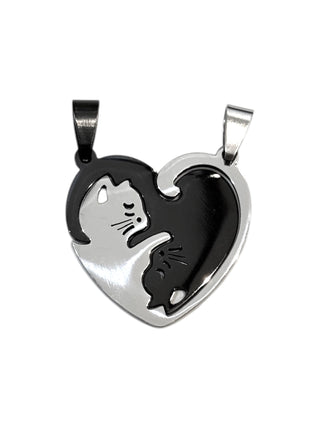 Colgante #419 corazón gato (2 colgantes)