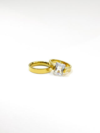 Anillo #17 Doble con Piedra Cuadrada D