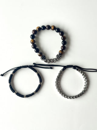 Pulsera combi de acero y piedras para hombre #1244