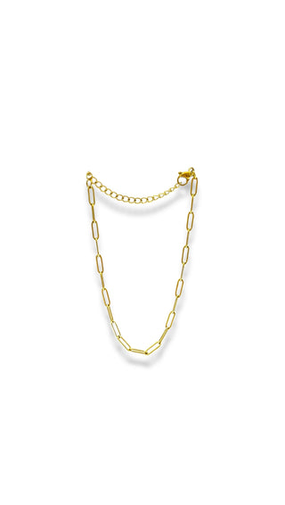 Pulsera de cadena de acero modelo #36_ eslabón dorado