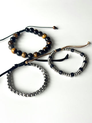 Pulsera combi de acero y piedras para hombre #1250