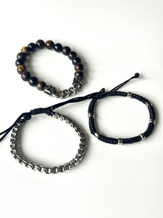 Pulsera combi de acero y piedras para hombre #1244