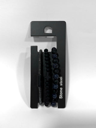 Pulsera combi de cuero y piedras para hombre #5060