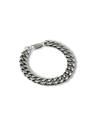 Pulsera de cadena de acero modelo #62_cubano plateado 12mm