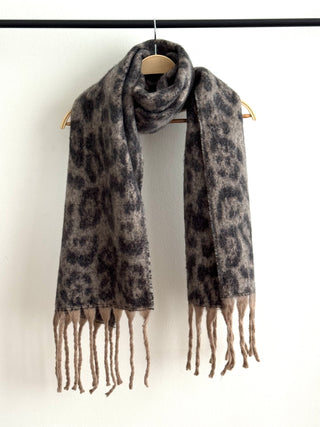 Bufanda Animal Print Punto #Café claro