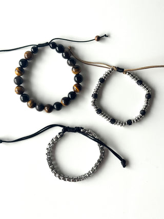 Pulsera combi de acero y piedras para hombre #1250