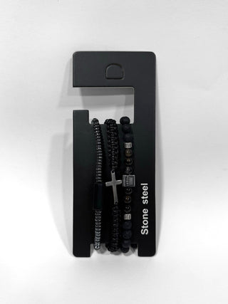 Pulsera combi de cuero y piedras para hombre #5053