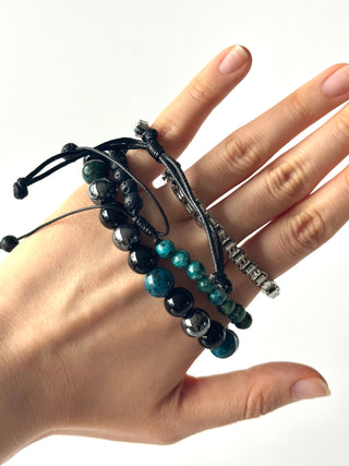 Pulsera combi de acero y piedras para hombre #1259