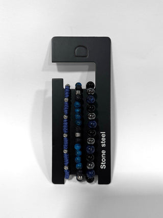 Pulsera combi de cuero y piedras para hombre #5131