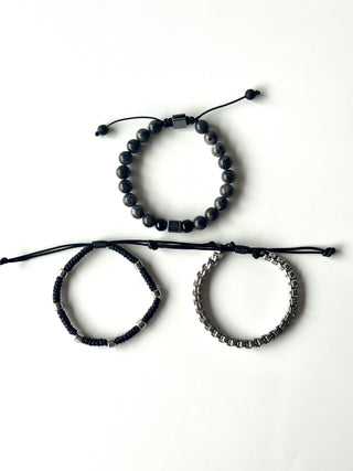 Pulsera combi de acero y piedras para hombre #1256