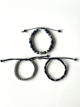 Pulsera combi de acero y piedras para hombre #1255