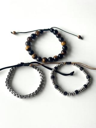 Pulsera combi de acero y piedras para hombre #1250