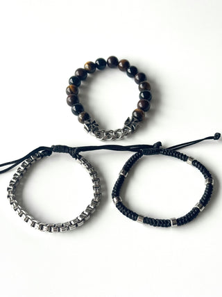Pulsera combi de acero y piedras para hombre #1244