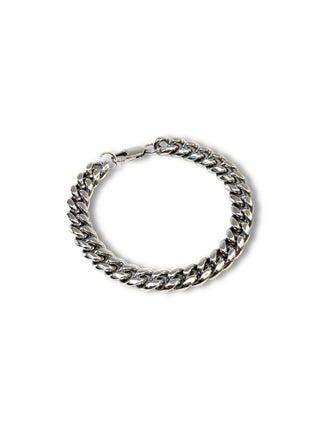 Pulsera de cadena de acero modelo #61_cubano plateado 10mm