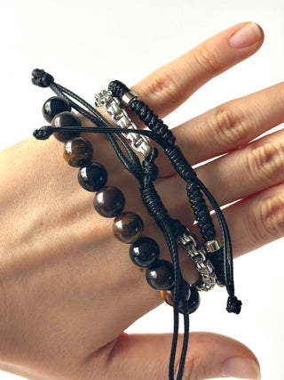 Pulsera combi de acero y piedras para hombre #1244