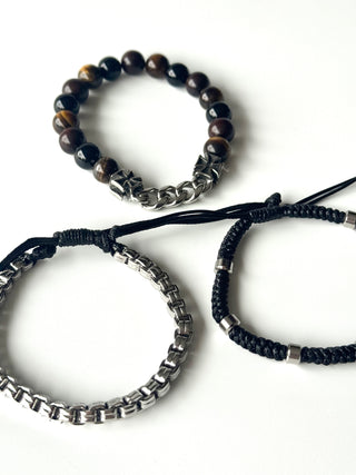 Pulsera combi de acero y piedras para hombre #1244