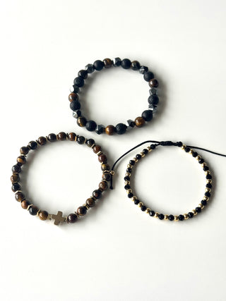 Pulsera combi de acero y piedras para hombre #1257