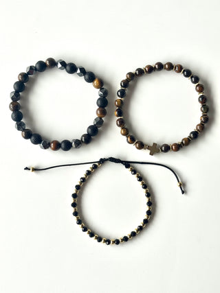 Pulsera combi de acero y piedras para hombre #1257