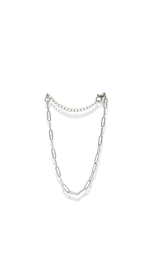 Pulsera de cadena de acero modelo #35_ eslabón plateado