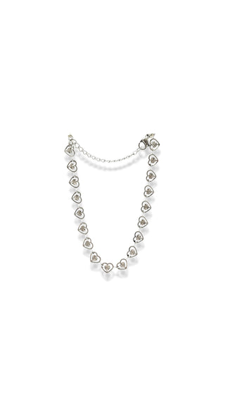 Pulsera de cadena de acero modelo #41_ corazon plateado