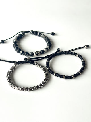 Pulsera combi de acero y piedras para hombre #1255