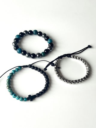 Pulsera combi de acero y piedras para hombre #1259