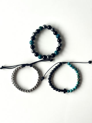 Pulsera combi de acero y piedras para hombre #1259
