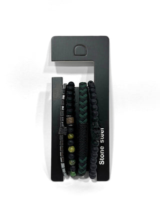 Pulsera combi de cuero y piedras para hombre #5061