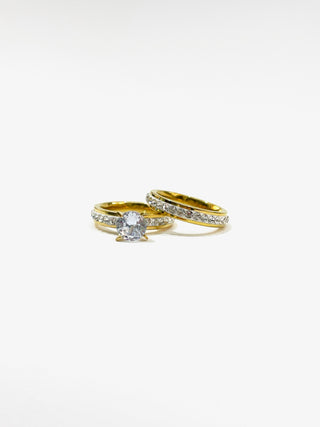 Anillo Doble con Strass D #36