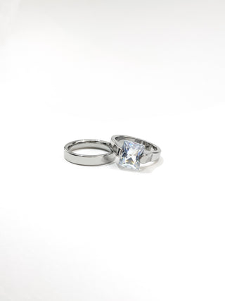 Anillo #16 Doble con Piedra Cuadrada P