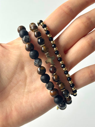 Pulsera combi de acero y piedras para hombre #1257