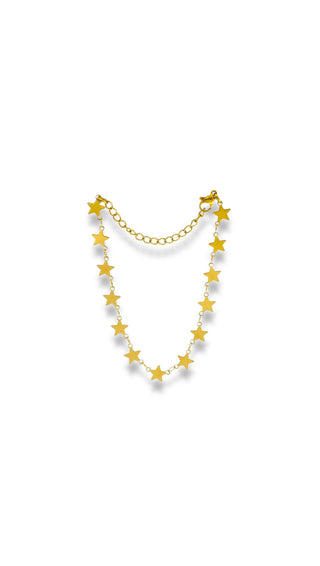 Pulsera de cadena de acero modelo #40_ estrella dorada