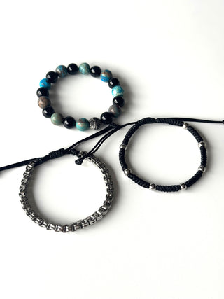 Pulsera combi de acero y piedras para hombre #1252