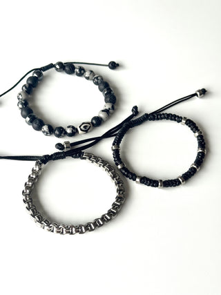 Pulsera combi de acero y piedras para hombre #1255