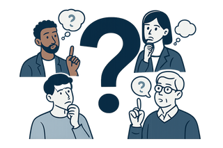 icono de pregunta, con personas preguntándose cosas 